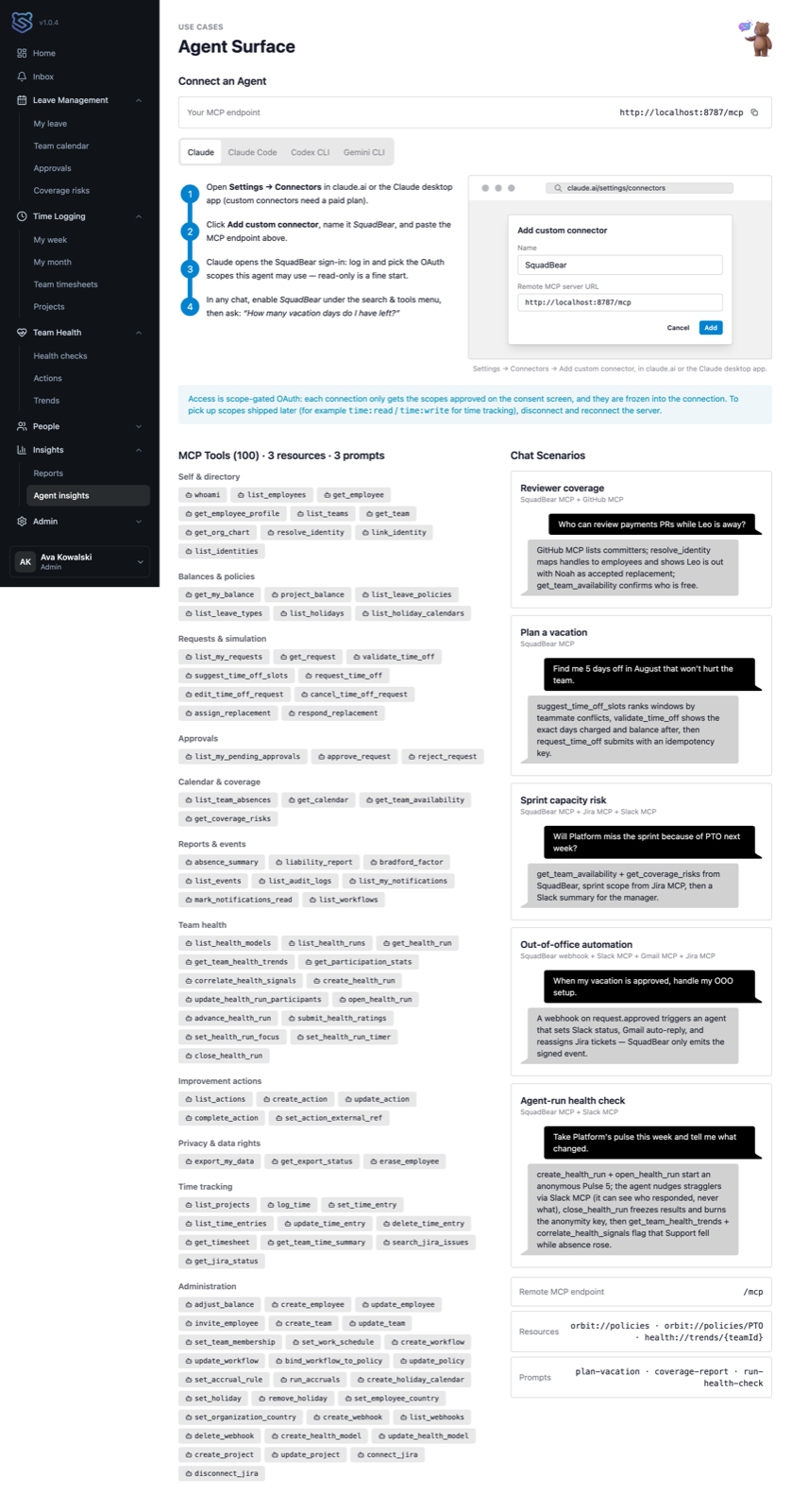 Answers in plain language, not dashboards in SquadBear